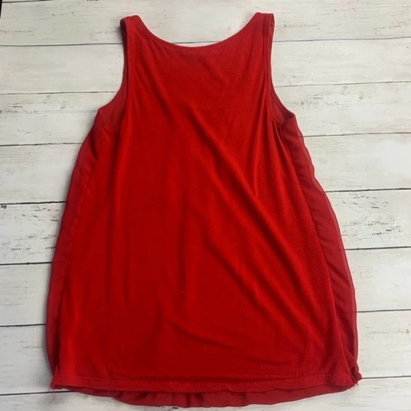 EXPRESS | Red Pleated Scoop Neck Tank Top XS - Picture 4 of 5